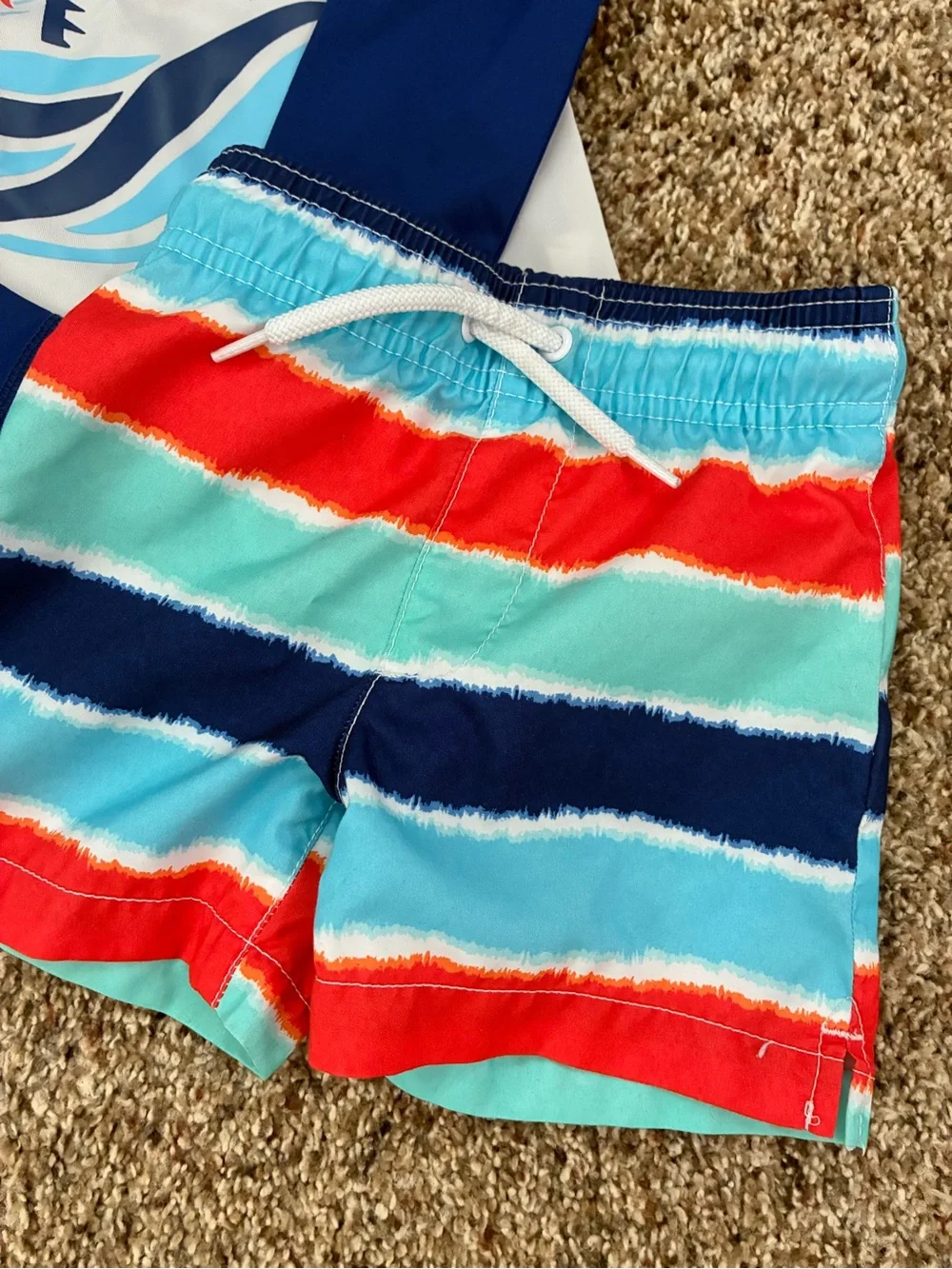2T Navy & Coral Shark Swim Set